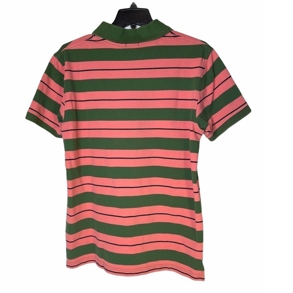 J. Crew Men’s Salmon Pink / Green Stripe Polo M - Picture 2 of 16